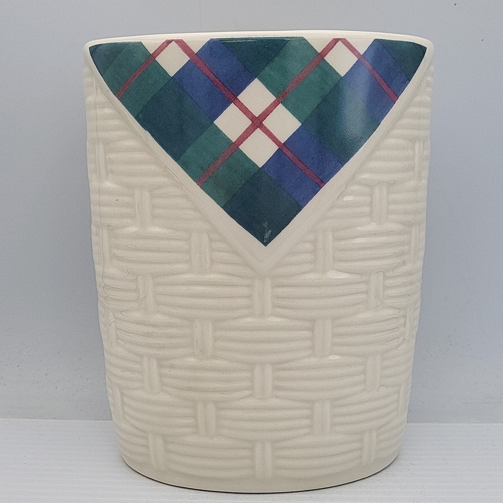Pfaltzgraff Basketweave Utensil‎ Holder Plaid